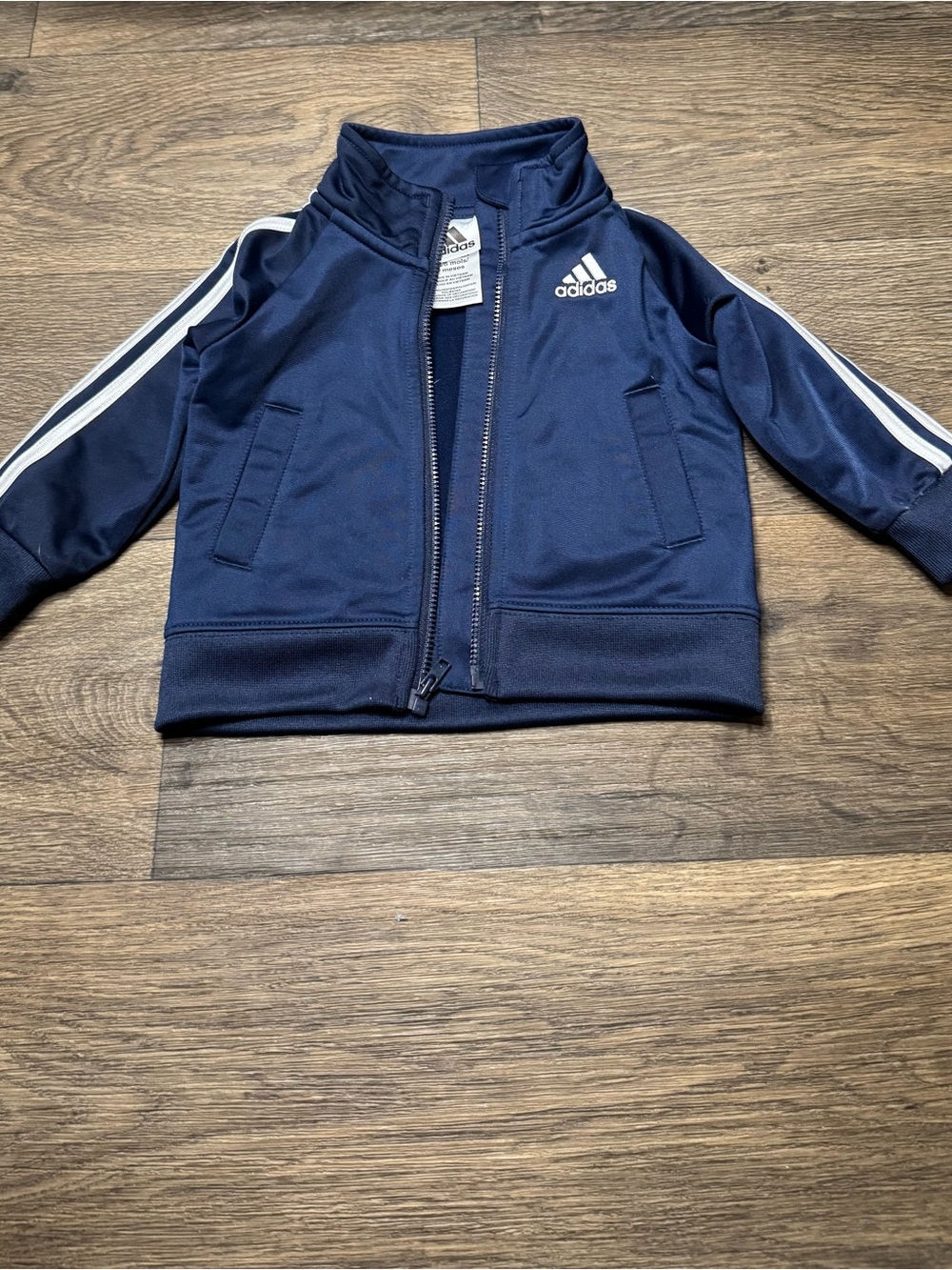 adidas Navy Blue Kids Track Jacket with White Stripes